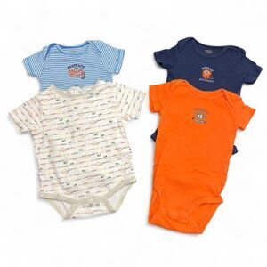 Baby Boys Short sleeve Bodysuit Bundle - Navy, Orange, White 6 Months